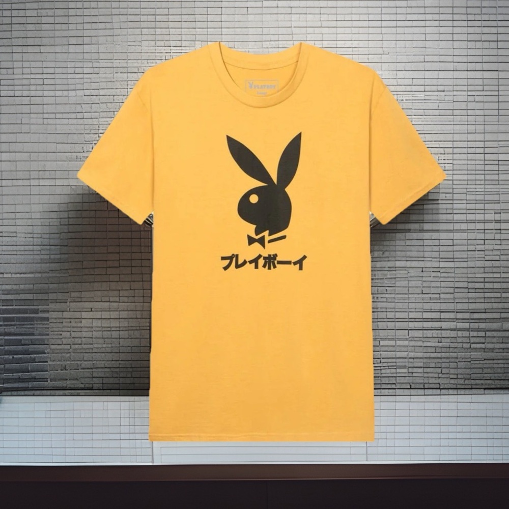 PLAYBOY Japanese Bunny Head katakana Translate 2 Playboy Yellow Unisex T-Shirt
